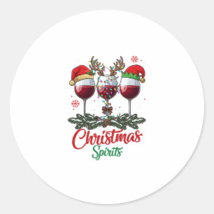 Christmas Spirits Wine Glasses Reindeer Antlers Pi Classic Round Sticker