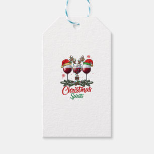 Christmas Spirits Wine Glasses Reindeer Antlers Pi Gift Tags