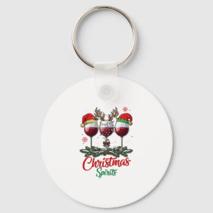 Christmas Spirits Wine Glasses Reindeer Antlers Pi Key Ring