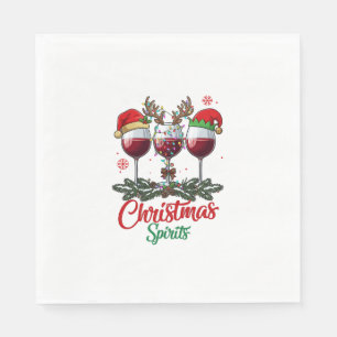Christmas Spirits Wine Glasses Reindeer Antlers Pi Napkin