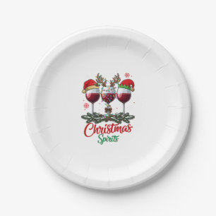 Christmas Spirits Wine Glasses Reindeer Antlers Pi Paper Plate