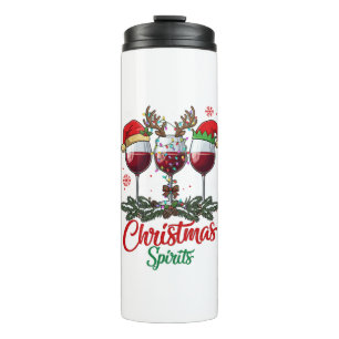Christmas Spirits Wine Glasses Reindeer Antlers Pi Thermal Tumbler