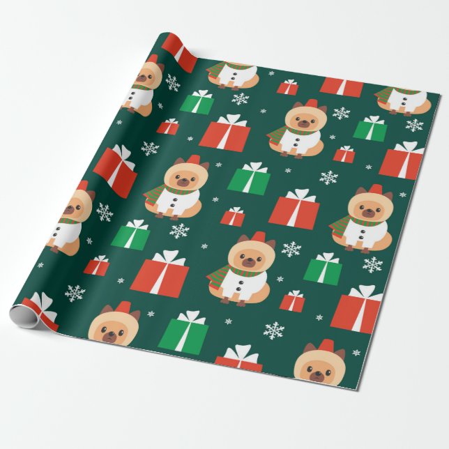 Christmas Spitz Pattern Wrapping Paper (Unrolled)