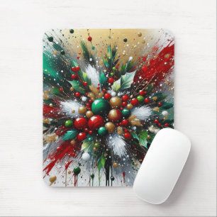 Christmas Splatter / White Bursts Mouse Pad