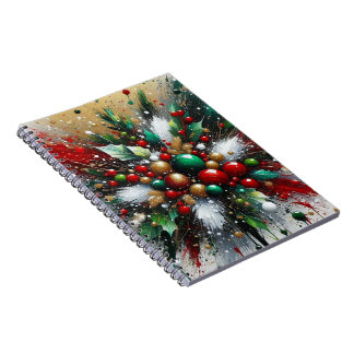 Christmas Splatter / White Bursts Spiral Notebook