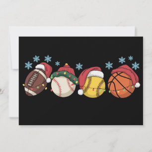 Christmas Sports Balls Lights Santa Family Sport Holiday Card