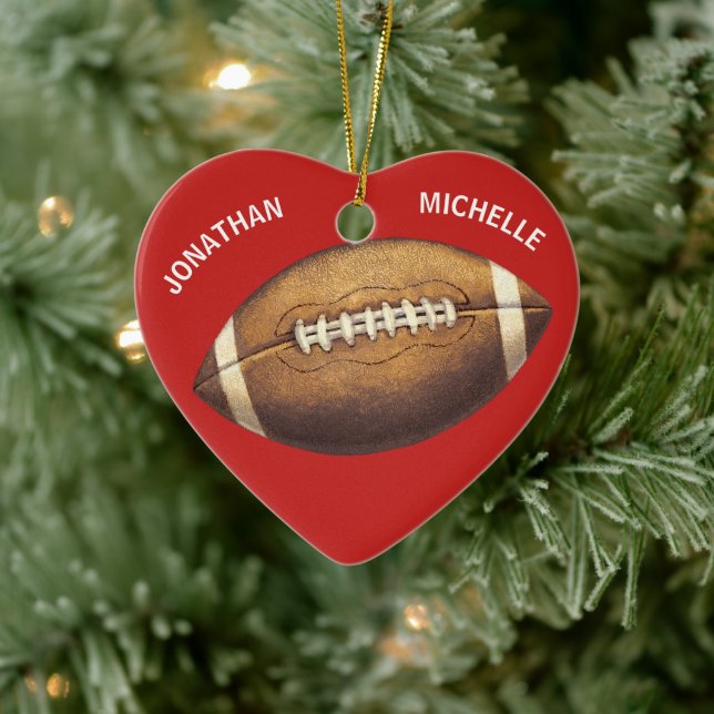 Christmas Sports Football Couples Name Holiday Ceramic Tree Decoration (Tree)
