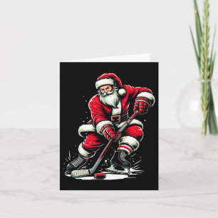 Christmas Sports Santa Plays Ice Hockey  Card