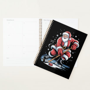 Christmas Sports Santa Plays Ice Hockey Xmas  Planner