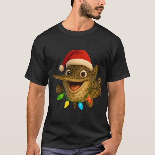Christmas Spotted Gar Fish T-Shirt (Front)