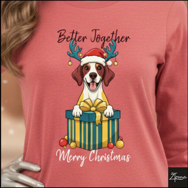 Christmas Spotted Pointer Gift Graphic No Scarf Tri-Blend Shirt (Creator Uploaded)