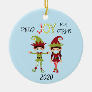 Christmas Spread Joy not Germs Elf 2020 Ceramic Tree Decoration
