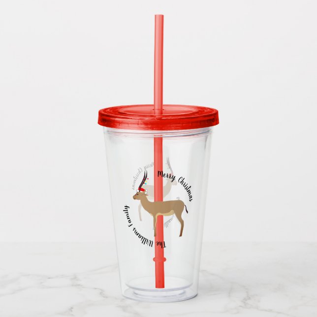 Christmas Springbok Acrylic Tumbler (Front)