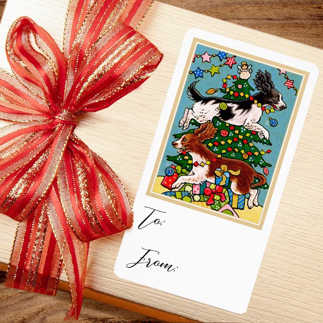 Christmas Springer Spaniel Dog Gift Sticker Label (Creator Uploaded)