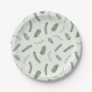Christmas Spruce Pattern Holiday Party Paper Plate