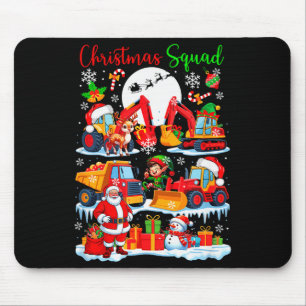 Christmas Squad Construction Trucks Excavators San Mouse Pad