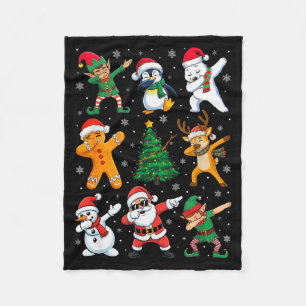 Christmas Squad Dabbing Santa Elf Family Matching  Fleece Blanket