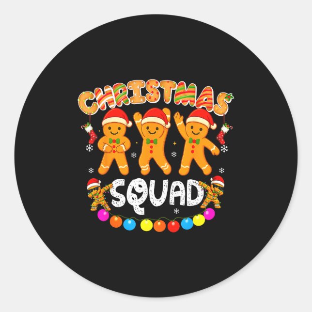 Christmas Squad Funny Xmas Gingerbread Family Matc Classic Round Sticker (Front)