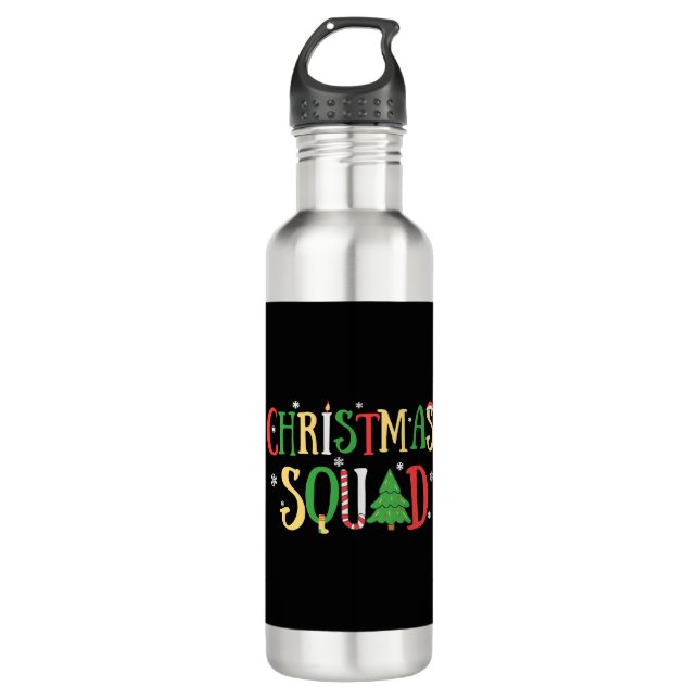 Christmas Squad Funny Xmas Tree 710 Ml Water Bottle (Front)