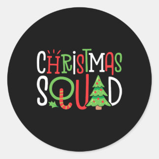 Christmas Squad Funny Xmas Tree Family Matching Pa Classic Round Sticker