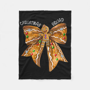 Christmas Squad Gingerbread Bow Coquette Noen Xmas Fleece Blanket