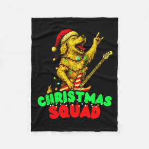 Christmas Squad Golden Retriever Dog Playing Guita Fleece Blanket