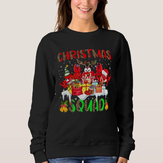 Christmas Squad Leopard Three Santa Reindeer Elf C Sweatshirt (Front)
