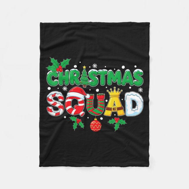 Christmas Squad Merry Xmas Family Holiday Snow Elf Fleece Blanket (Front)