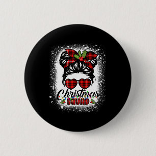 Christmas Squad Messy Bun Buffalo Plaid Leopard Wo 6 Cm Round Badge
