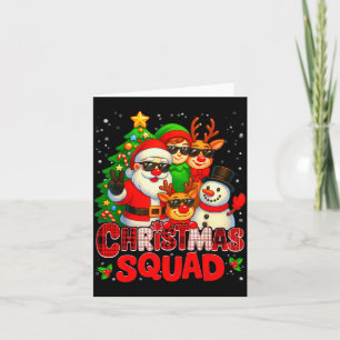 Christmas Squad Plaid Santa Snowman Elf Rudolph Xm Card