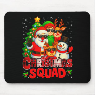Christmas Squad Plaid Santa Snowman Elf Rudolph Xm Mouse Pad