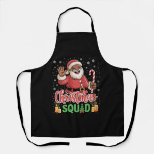 Christmas Squad Santa Afro Man Proud Black African Apron
