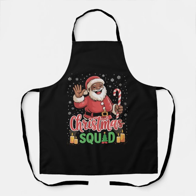 Christmas Squad Santa Afro Man Proud Black African Apron (Front)