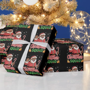 Christmas Squad Santa Afro Man Proud Black African Wrapping Paper