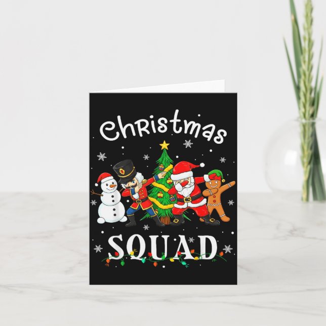 Christmas Squad Santa Dabbing Elf Family Matching  Card (Front)