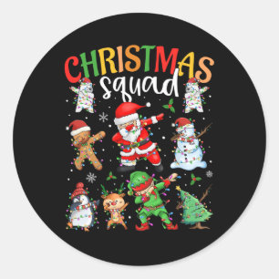 Christmas Squad Santa Dabbing Elf Family Matching  Classic Round Sticker