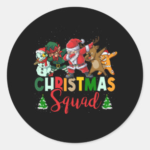 Christmas Squad Santa Dabbing Elf Family Matching Classic Round Sticker