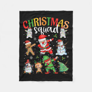 Christmas Squad Santa Dabbing Elf Family Matching  Fleece Blanket