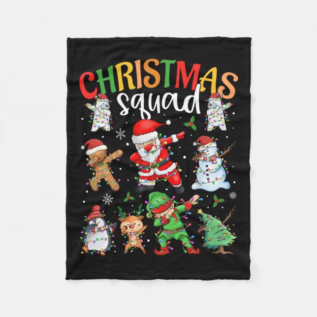 Christmas Squad Santa Dabbing Elf Family Matching  Fleece Blanket (Front)
