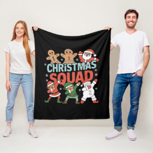 Christmas Squad Santa Dabbing Elf Family Matching  Fleece Blanket