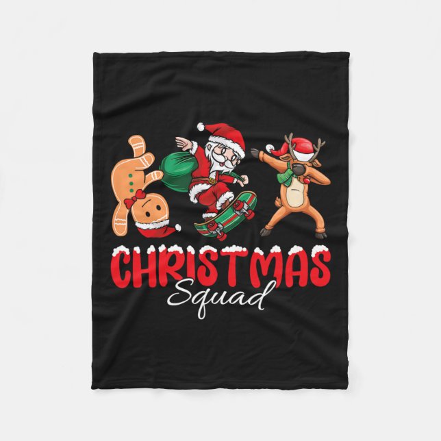 Christmas Squad Santa Dabbing Elf Family Matching  Fleece Blanket (Front)
