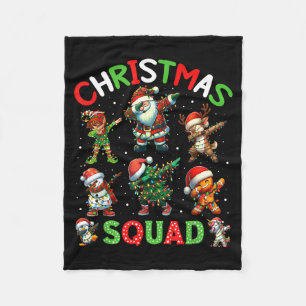 Christmas Squad Santa Dabbing Elf Family Matching Fleece Blanket