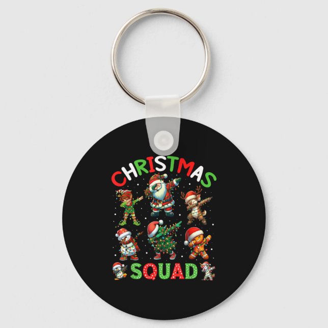 Christmas Squad Santa Dabbing Elf Family Matching  Key Ring (Front)