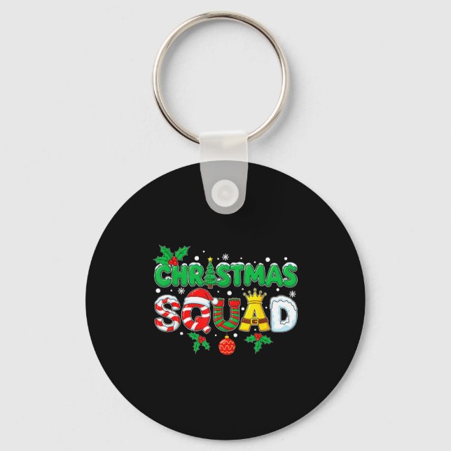 Christmas Squad Santa Dabbing Elf Family Matching  Key Ring (Front)