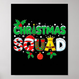 Christmas Squad Santa Dabbing Elf Family Matching  Poster