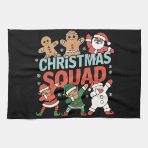 Christmas Squad Santa Dabbing Elf Family Matching  Tea Towel