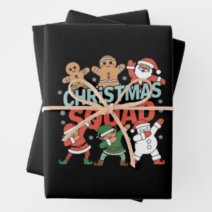 Christmas Squad Santa Dabbing Elf Family Matching  Wrapping Paper Sheet