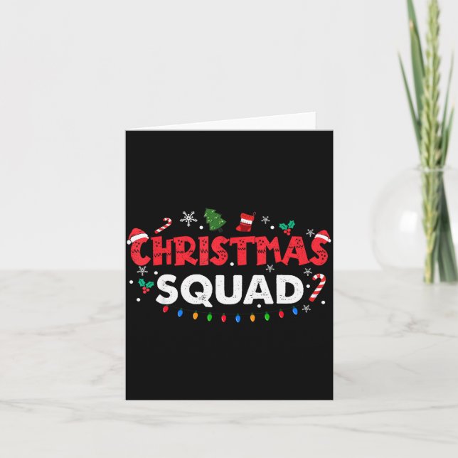 Christmas Squad Santa Family Matching Group Xmas B Card (Front)