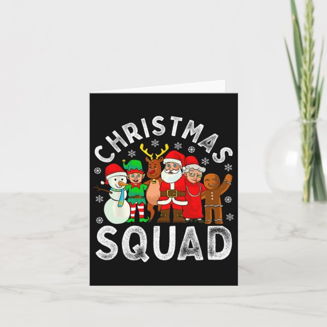 Christmas Squad Santa Family Matching Pyjamas Xmas Card (Front)