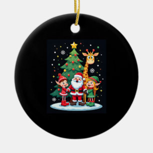 Christmas Squad Santa Giraffe Elf Dabbing Matching Ceramic Tree Decoration